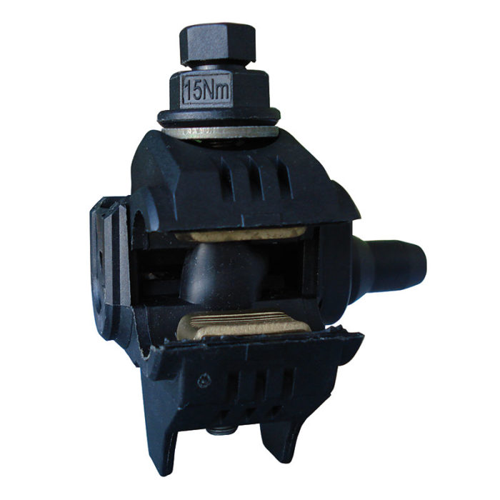 Service insulation piercing connector for bare conductor