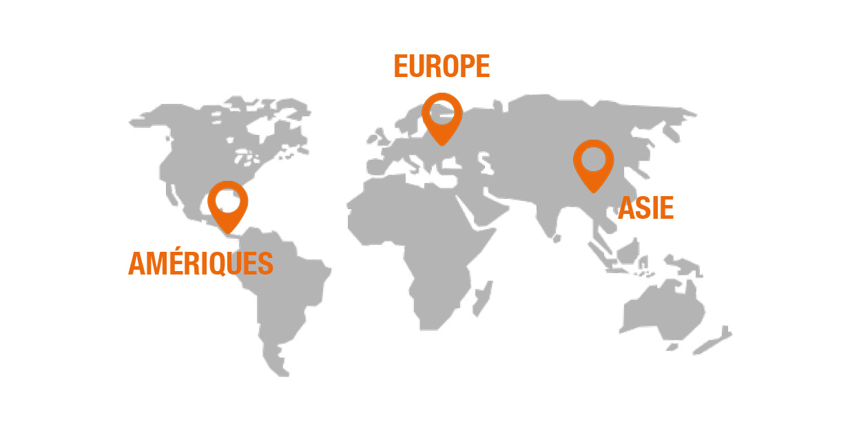 Votre future zone commerciale : Amériques, Europe et Asie.