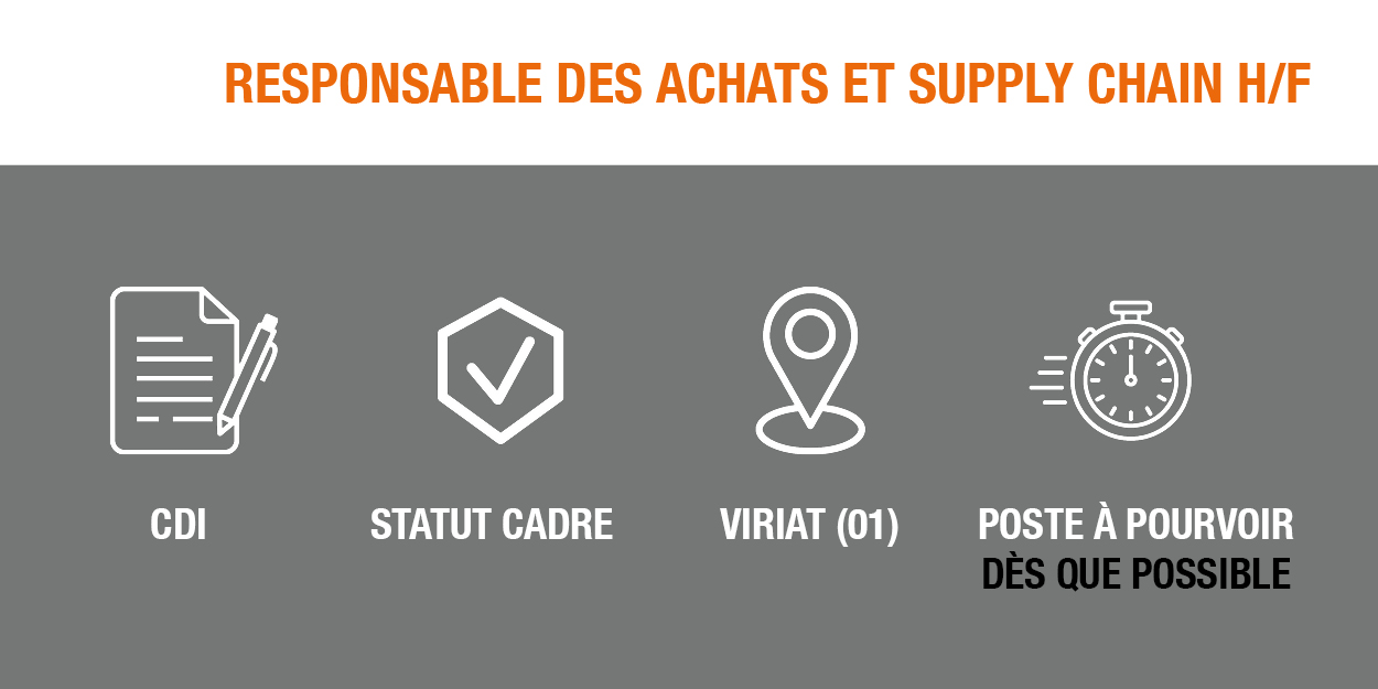 Michaud recrute un responsable des achats et supply chain en CDI sur la commune de Viriat. Le poste est à pourvoir dès que possible.